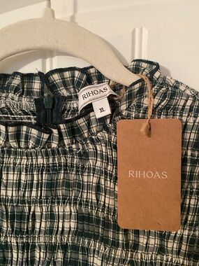 RIHOAS Classic Checkered Midi Dress in green plaid